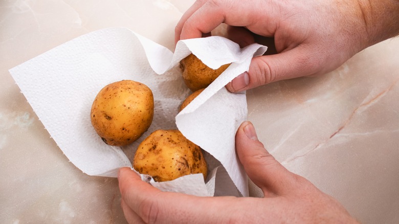 drying off potatoes