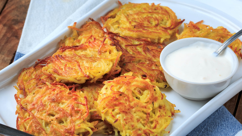 Latkes with sour cream