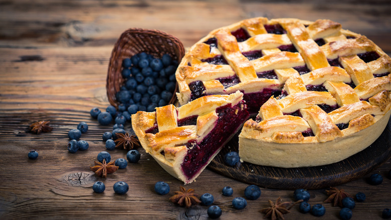 Sliced blueberry pie 