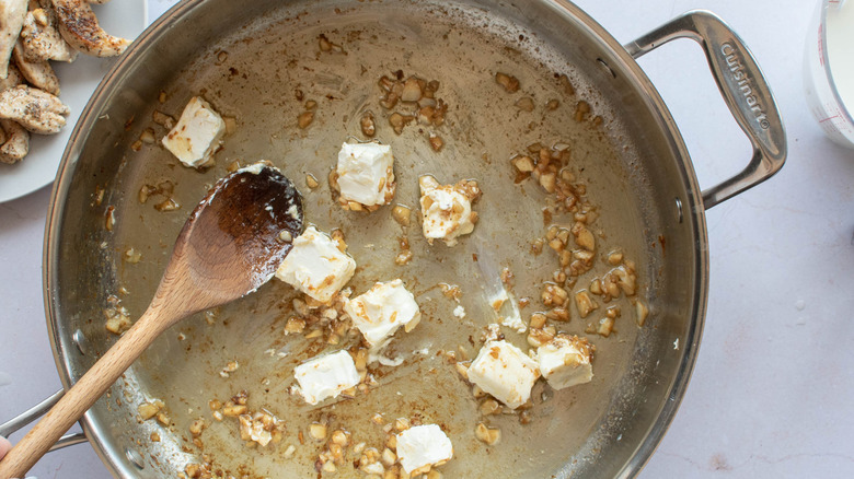 deglazing a pan with butter