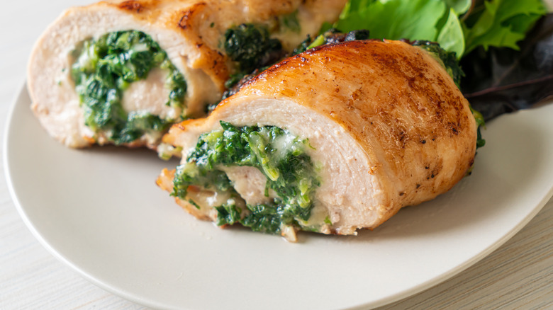 Chicken breast stuffed with cheese + spinach