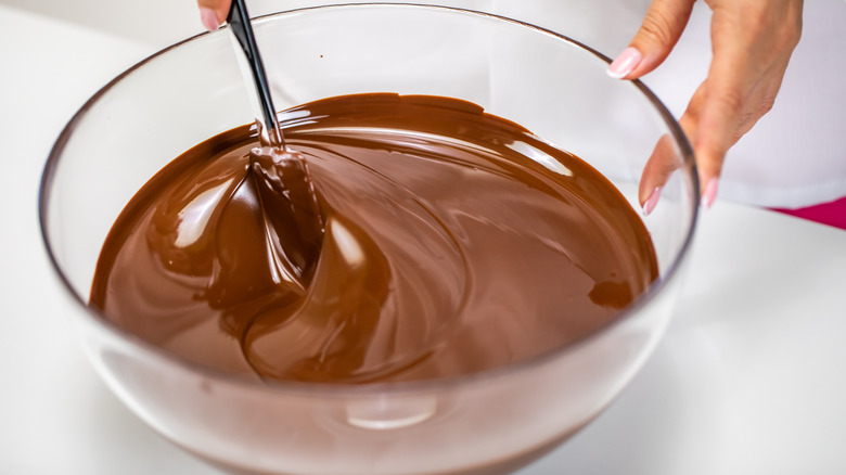 melted chocolate bowl hands