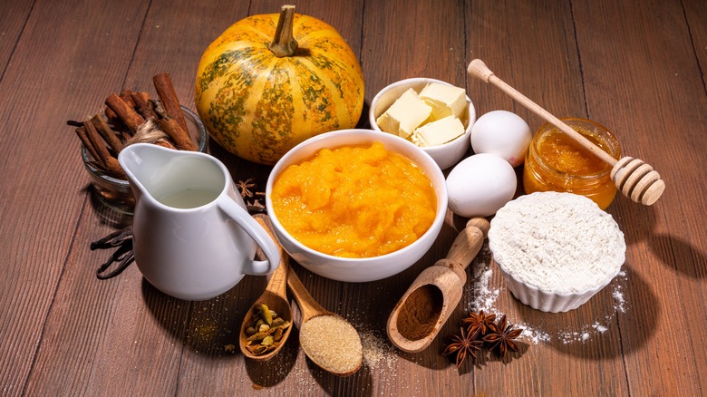 Ingredients for pumpkin pie