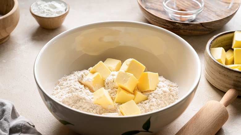 Butter and flour in bowl