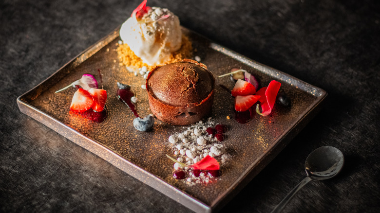 fancy chocolate dessert plate