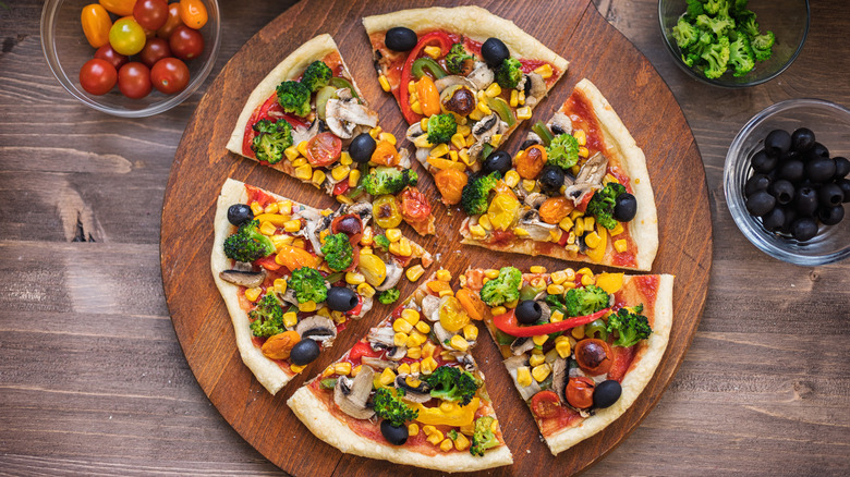 Pizza loaded with vegetables