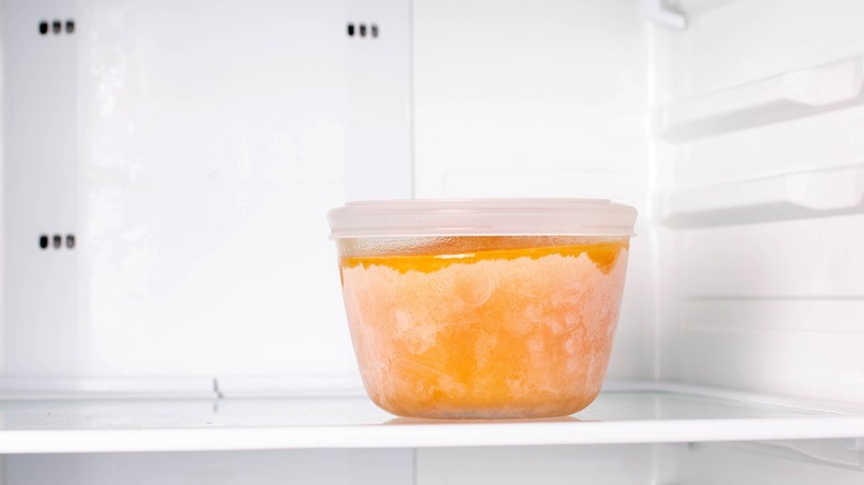 pumpkin soup in the refrigerator