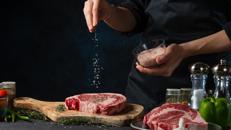 salting steak