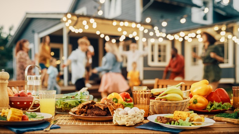 Food on outdoor table