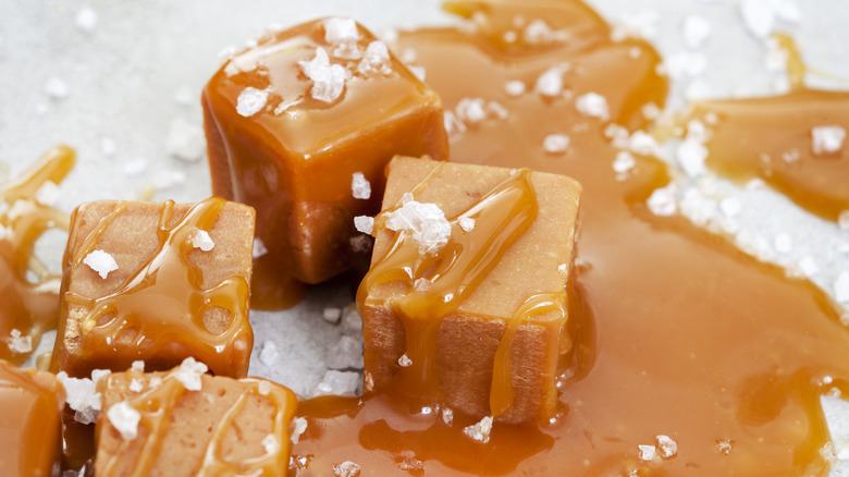 Salted caramels on a table