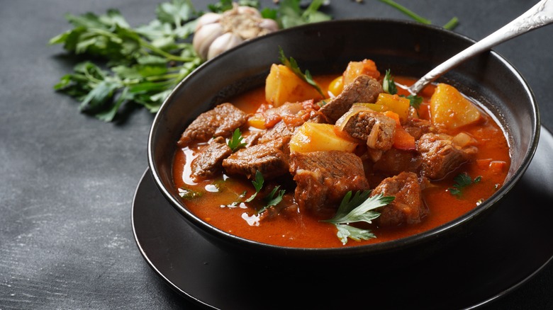 Beef stew in a bowl