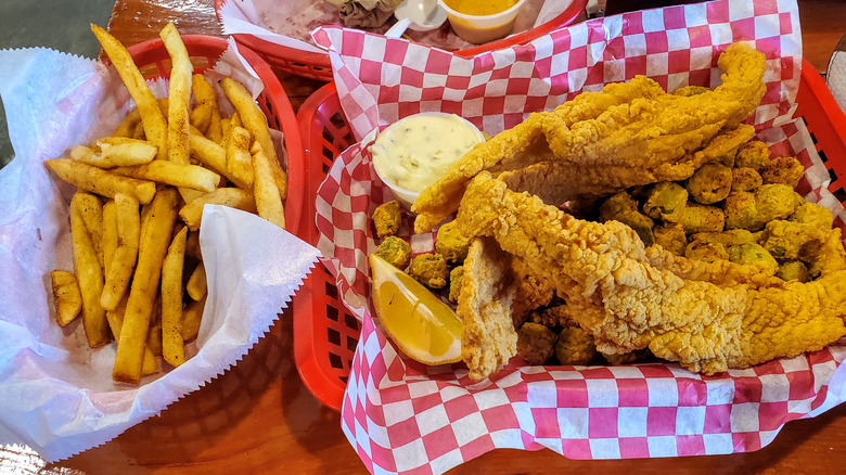 Fried catfish with french fries