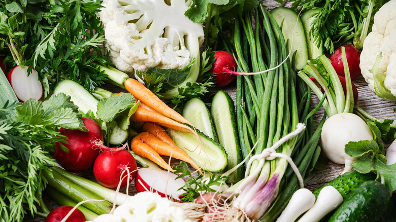 Green and colorful raw vegetables