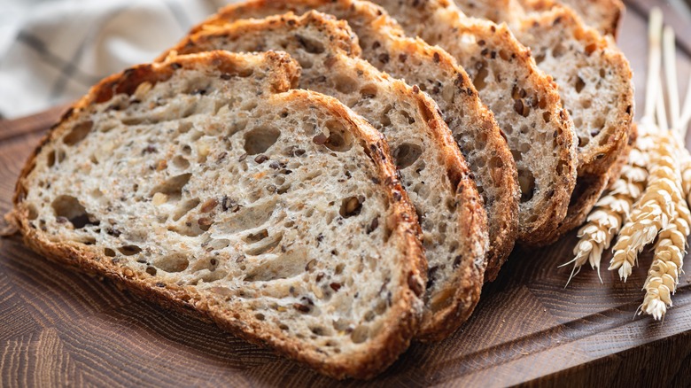 sliced seeded sourdough bread