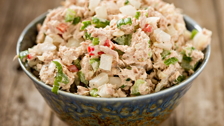 Bowl of homemade tuna salad 