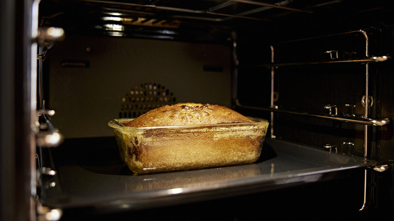 Bread inside a convection oven