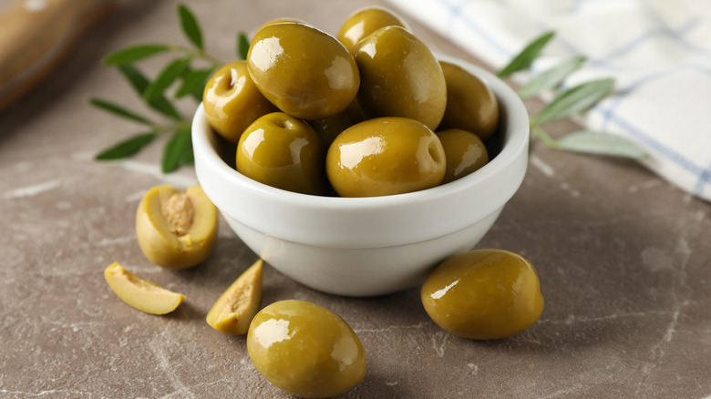 bowl of green olives 