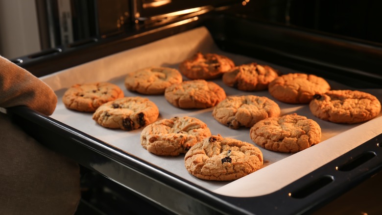 Homemade cookies in an oven