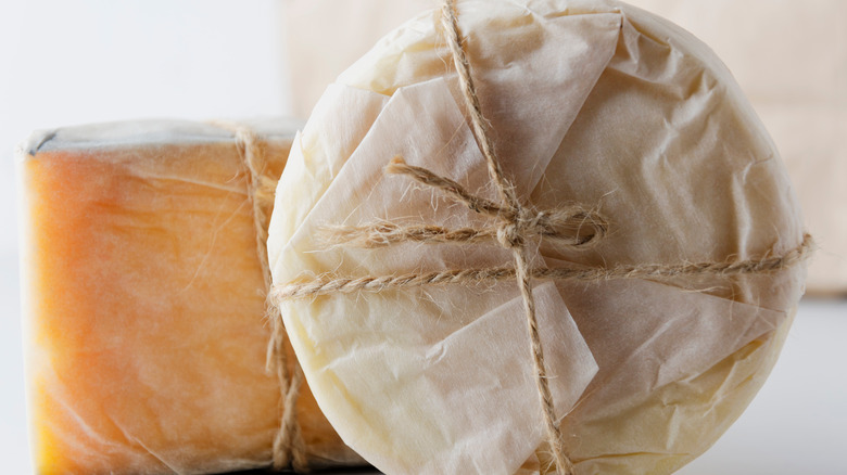 Cheese wrapped in parchment