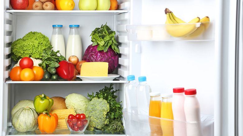 Milk inside a refrigerator