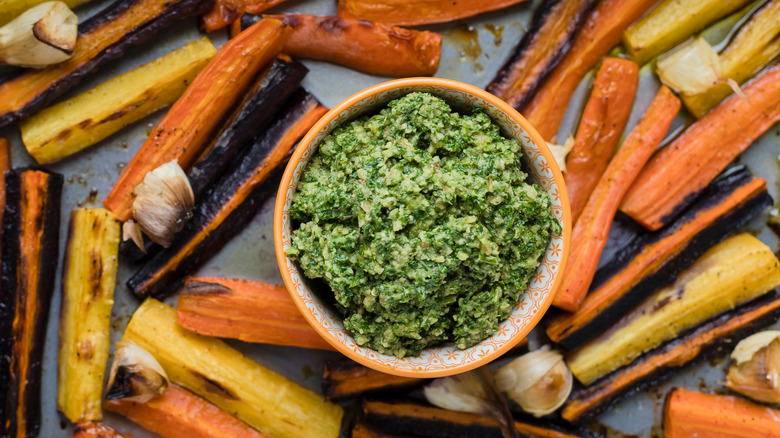 Carrots with carrot top pesto