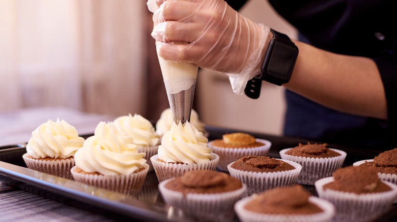 Frosted filled cupcakes