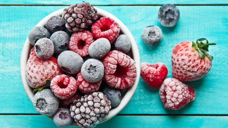 Frozen berries in a bowl