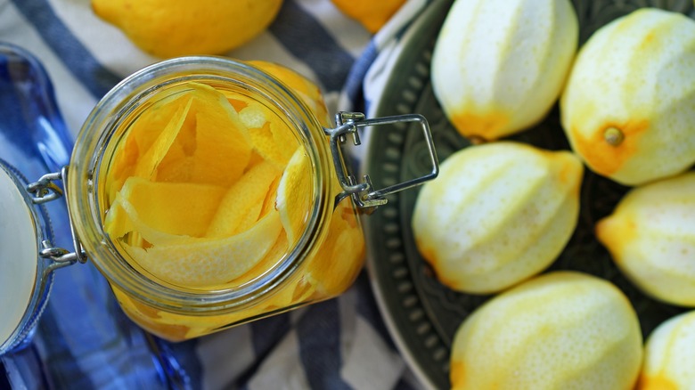 Lemon peels steeping