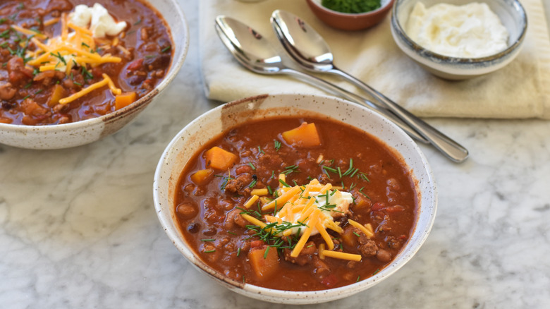 A bowl of butternut squash chili