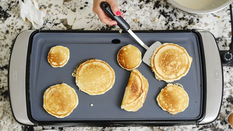 pancakes on griddle