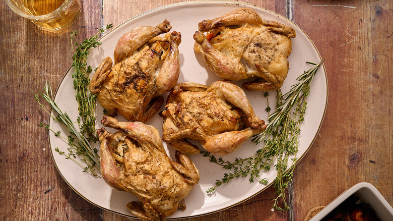 cornish hens on serving platter