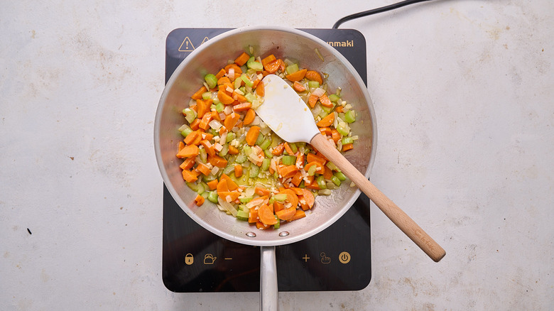 cooking garlic in skillet