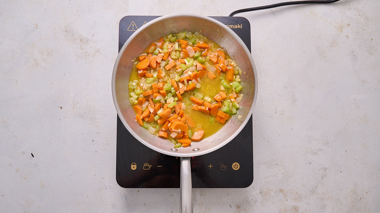 cooking vegetables in broth