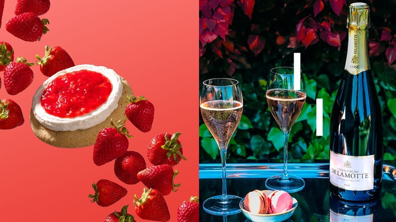 Strawberry shortcake cookie with Champagne Delamotte Rosé