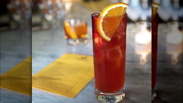 Lambrusco cocktail in tall glass