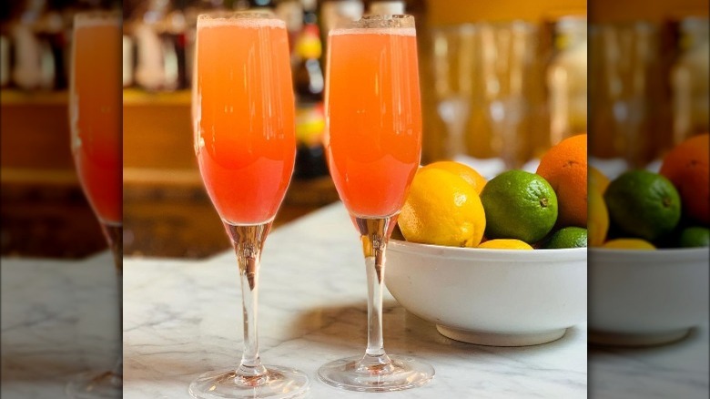 Blood orange mimosa flutes