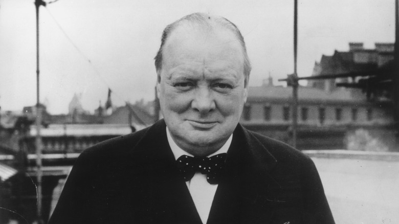 Winston Churchill standing outside