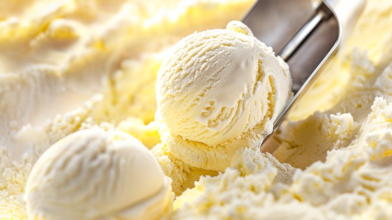 Close-up of ice cream being scooped