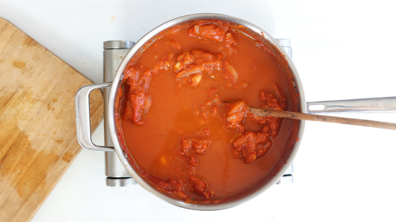 pumpkin vodka sauce in a pan