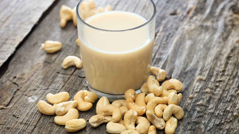 Cashew milk and nuts