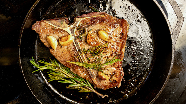 Steak in a skillet