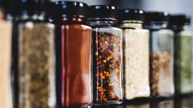 various spices in jars