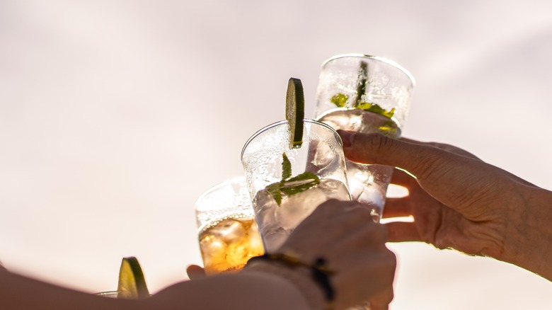 two cocktail glasses