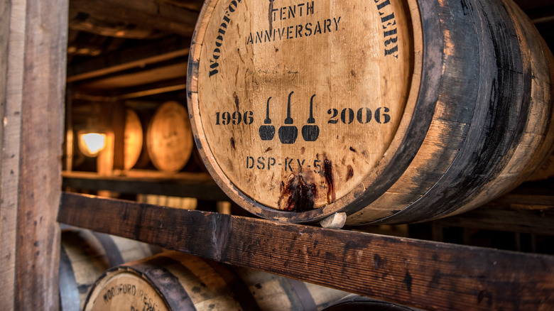 Barrel of Woodford Reserve bourbon