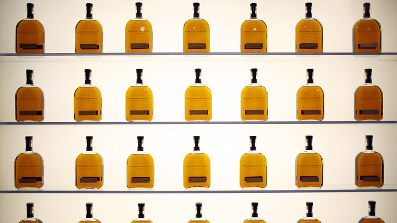 Various bottles of Woodford Reserve bourbon