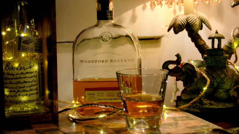 Glass of Woodford Reserve bourbon