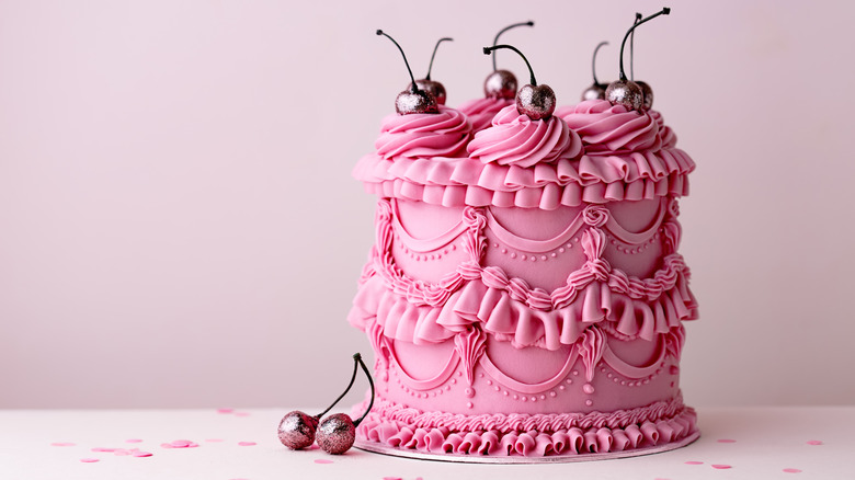 Retro style pink cake