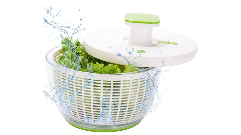 Head of lettuce inside Brieftons large salad spinner