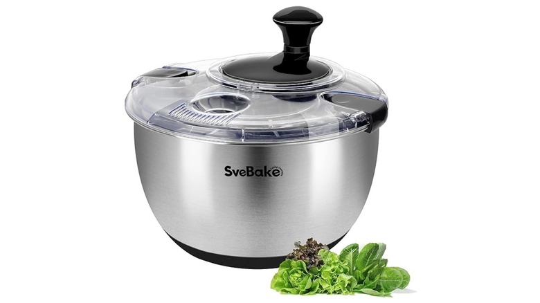 SveBake stainless steel salad spinner