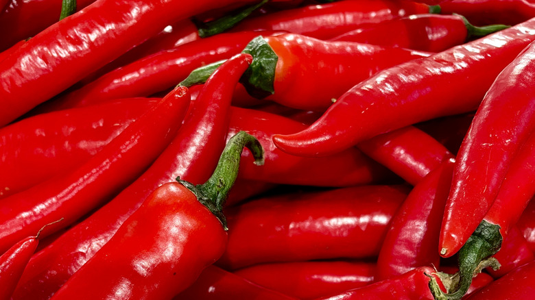 Pile of red chili peppers